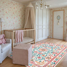 Stacy Washable Floral Vintage Botanical Dark-Pink Rug Area Rugs Lahome