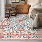 Stacy Washable Floral Vintage Botanical Dark-Pink Rug Area Rugs Lahome