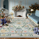 Stacy Washable Floral Vintage Botanical Green Rug Area Rugs Lahome