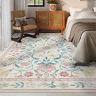 Stacy Washable Floral Vintage Botanical Light-Pink Rug Area Rugs Lahome 8' x 10'
