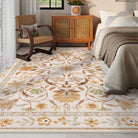 Stacy Washable Floral Vintage Botanical Ocher Rug Area Rugs Lahome 8' x 10'