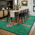 Totem Washable Aesthetic Tiger Green Rug Rugs Lahome