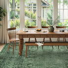 Velora Washable Vintage Dark Green Rug Area Rugs Lahome