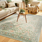 Verena Washable Vintage Floral Butterfly Sage Green Rug Area Rugs Lahome