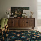 Villette Washable Vintage Botanical Insect Blue Rug Area Rugs Lahome