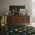 Villette Washable Vintage Botanical Insect Green Rug Area Rugs Lahome
