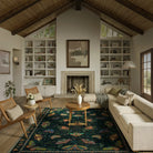 Villette Washable Vintage Botanical Insect Green Rug Area Rugs Lahome