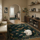 Villette Washable Vintage Botanical Insect Green Rug Area Rugs Lahome