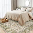 Aurelie Washable Vintage Boho Floral Green Rug Area Rugs Lahome