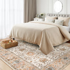 Aurelie Washable Vintage Boho Floral Orange Rug Area Rugs Lahome