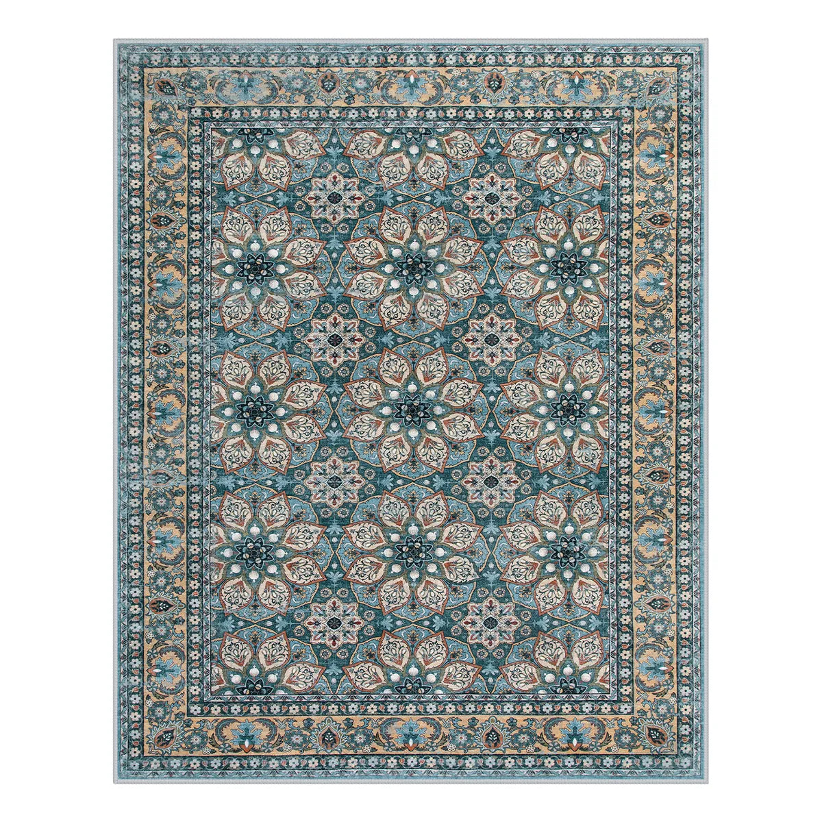 Margaux Vintage Boho Oriental Floral Blue Area Rug - Lahome