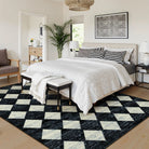 Zelie Washable Modern Geometric Diamond Checkered Black Rug Clearance Rugs Lahome