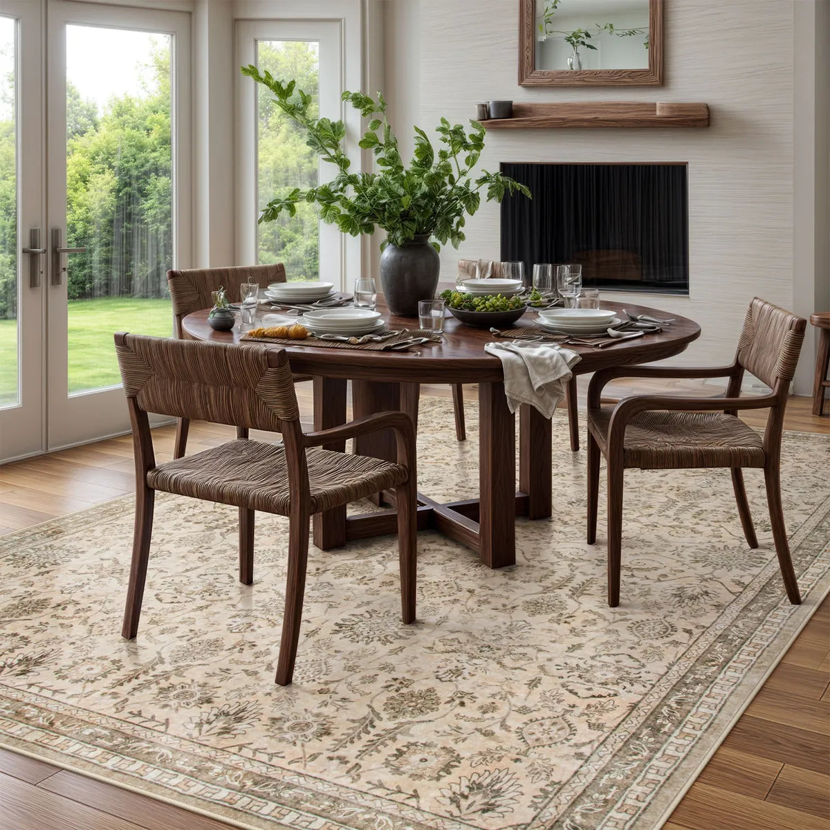 Mirae Washable Vintage Persian Ivory Rug Area Rugs Lahome
