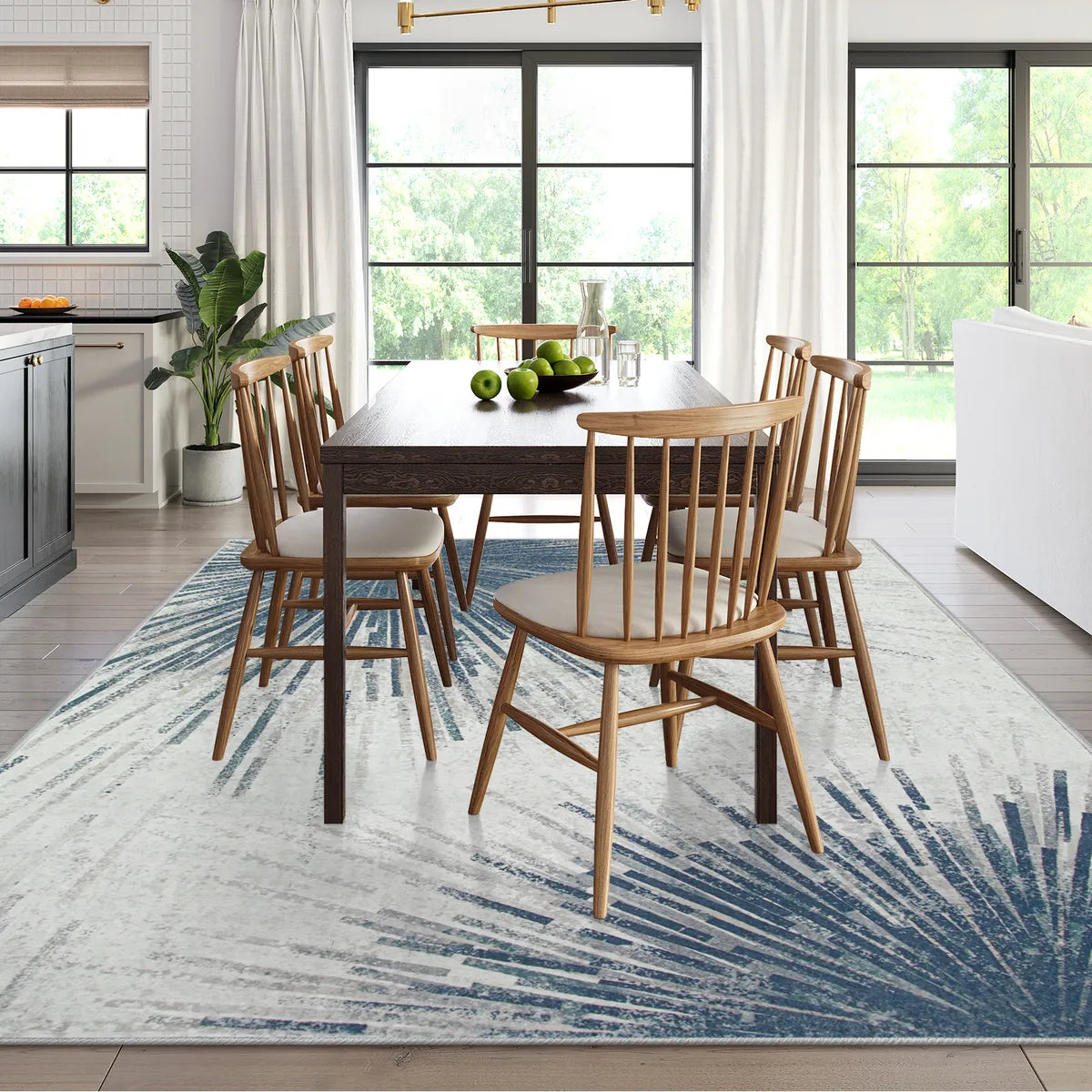 Lahome Modern Abstract Firework Blue Gray 8x10 Area Rug
