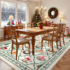 Ondule Christmas Washable Wreath Tree Plaid Ivory Beige Rug Area Rugs Lahome
