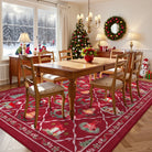 Ondule Christmas Washable Wreath Tree Plaid Ivory Red Rug Area Rugs Lahome