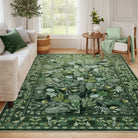 Alma Washable Modern Natural Botanical Floral Green Rug Area Rugs Lahome