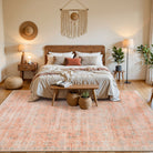 Audrey Washable Modern Neutral Floral Pink-Orange Rug Area Rugs Lahome