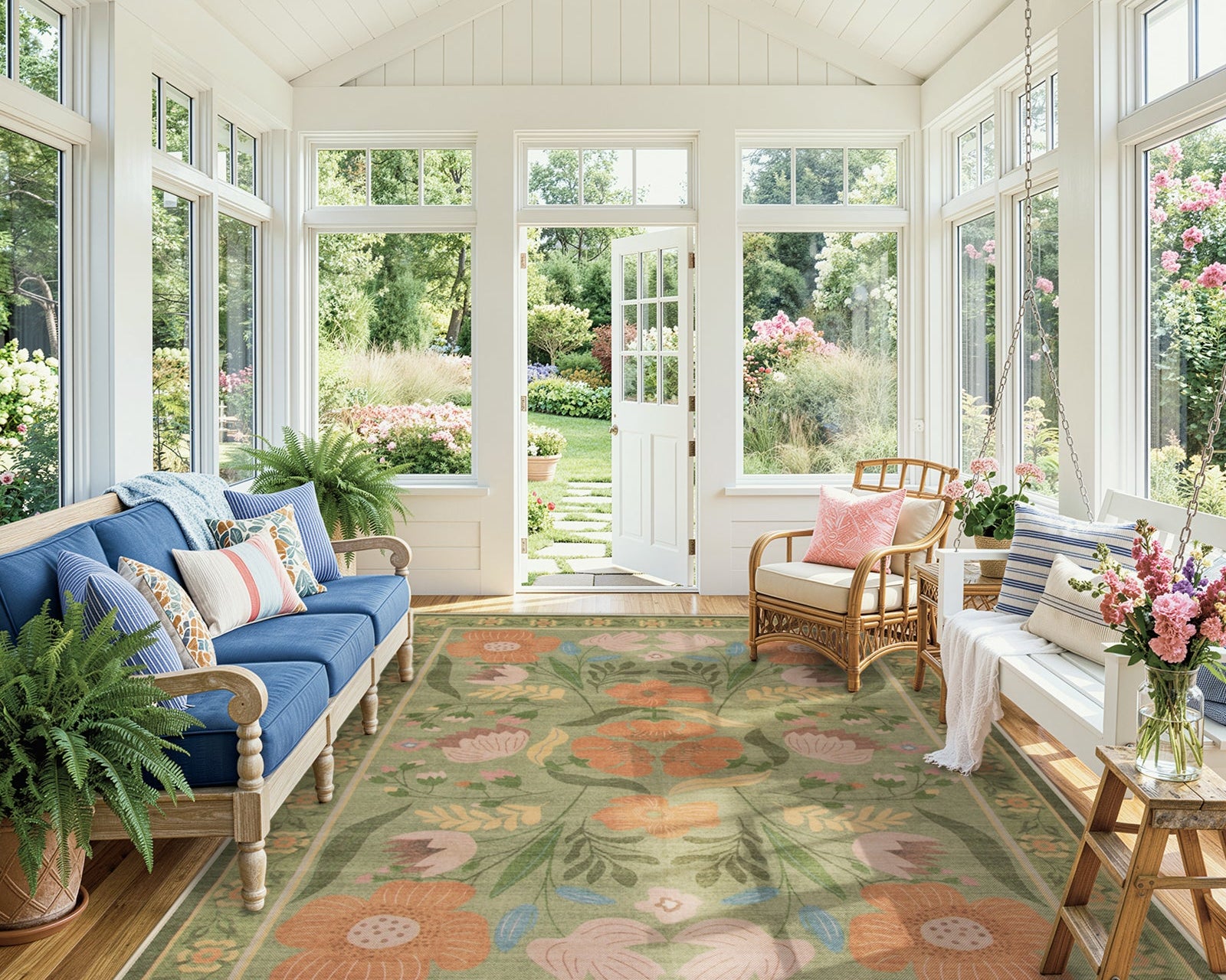 Conte Fairy Garden Green Indoor/Outdoor Rug | Lahome