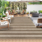 Elance Washable Modern Stripe Easy Jute Slim Khaki Indoor/Outdoor Rug Rugs Lahome 5' x 7'