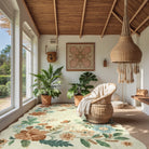 Flore Washable Boho Modern Parisian Floral Beige Rug Area Rugs Lahome