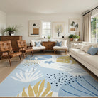 Kiki Washable Forest Theme Botanical Print Blue Rug Area Rugs Lahome 8' x 10'