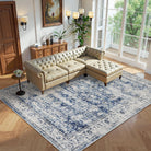 Margot Washable Vintage Distressed Blue Rug Area Rugs Lahome