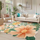 Ondine Washable Modern Botanical Floral Beige Rug Rugs Lahome