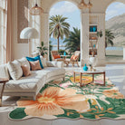 Ondine Washable Modern Botanical Floral Beige Rug Rugs Lahome