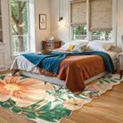 Ondine Washable Modern Botanical Floral Beige Rug Rugs Lahome