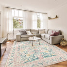 Sylvie Washable Boho Modern Parisian Garden Floral Pink Rug Area Rugs Lahome 8' x 10'