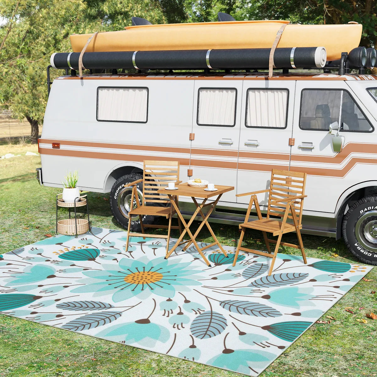 Soleil Washable Floral Blue Indoor Outdoor Rug Outdoor Rugs Lahome