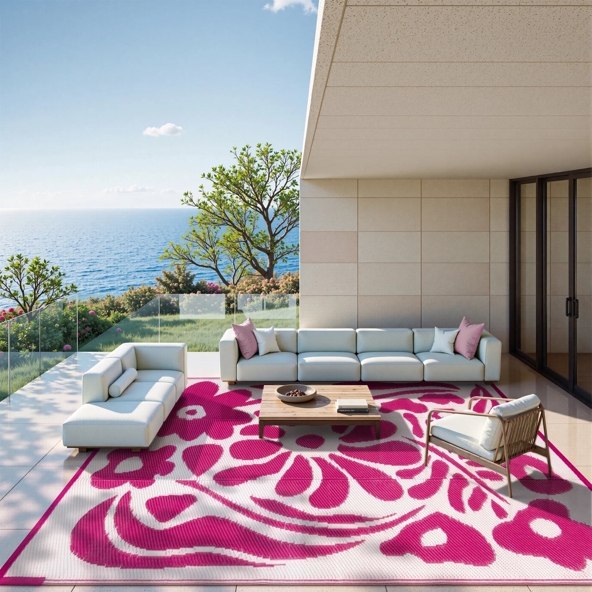 Moynesa Outdoor Rugs Waterproof, Plastic Straw RV Rugs for Outside, Large Portable RV Outdoor Rugs for Camping, Reversible Flower Picnic Mat for Camper Garden Tent Walmart Walmart 8' x 10' Moynesa-Flower-Pink