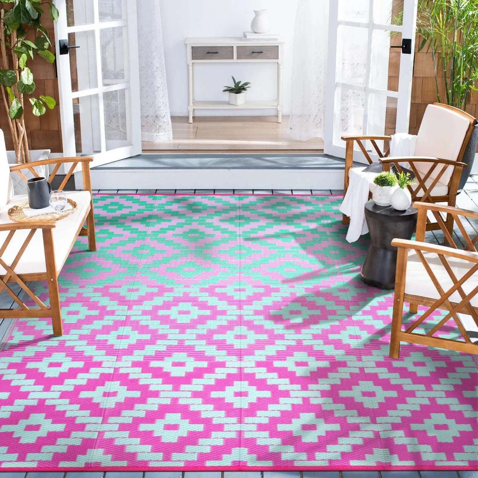 Moynesa Large Outdoor Rug, Waterproof Patio Rug Reversible Indoor Outdoor Rug Lightweight Plastic Straw Rug for Camping RV Deck Porch Balcony Picnic Tent Walmart Walmart