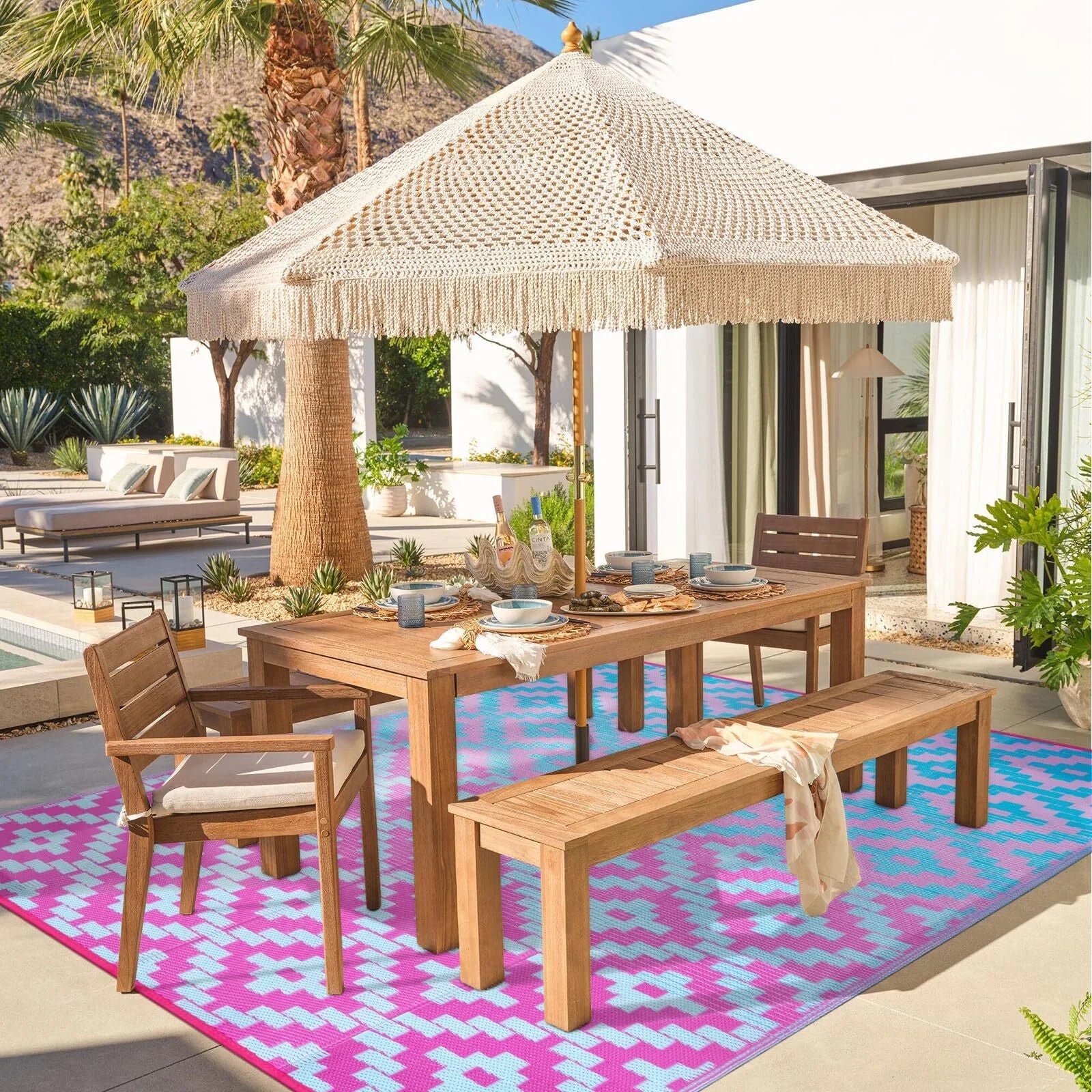 Moynesa Large Outdoor Rug, Waterproof Patio Rug Reversible Indoor Outdoor Rug Lightweight Plastic Straw Rug for Camping RV Deck Porch Balcony Picnic Tent Walmart Walmart