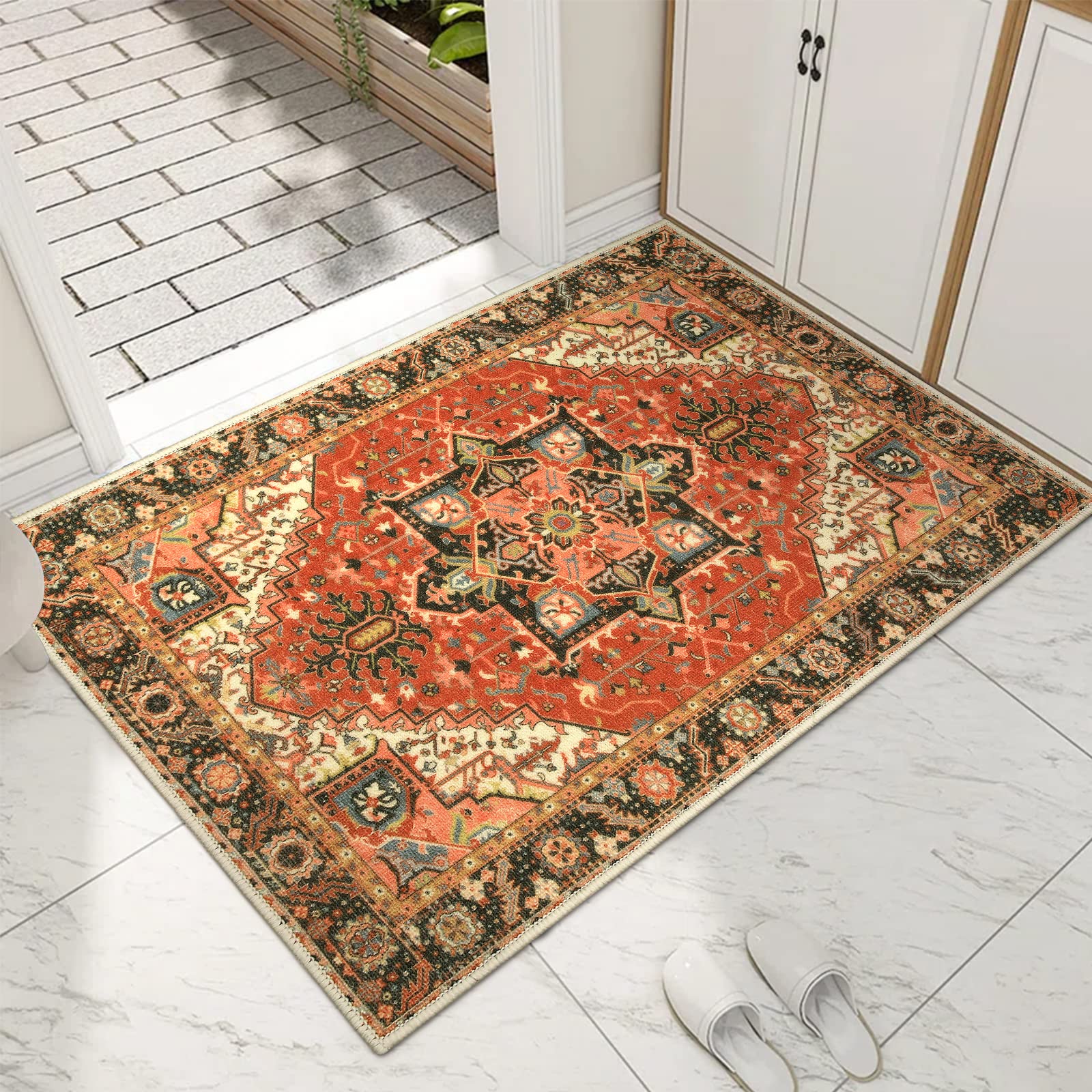 Lahomedecor Washable Indoor Doormat, Non Slip Retro Floor Mat 20" x 32" Area Rug Quick Absorbent Entrance Rug Distressed Front Door Mat, Welcome Mats Entryway Rug Doormats for Kitchen Home Patio Lahomedecor Lahome 32" x 48" Multi Color