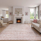 Aube Washable Traditional Floral Pink Rug Area Rugs Lahome 9' x 12'
