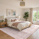 Aube Washable Traditional Floral Pink Rug Area Rugs Lahome