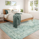 Alene Washable Vintage Medallion Floral Green Rug Area Rugs Lahome
