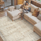 Almora Washable Vintage Distressed Ivory Rug Area Rugs Lahome 9' x 12'