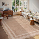Brise Washable Farmhouse Scalloped Oat Beige Rug Rugs Lahome
