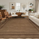 Brise Washable Farmhouse Scalloped Mocha Brown Rug Rugs Lahome