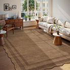 Brise Washable Farmhouse Scalloped Mocha Brown Rug Rugs Lahome