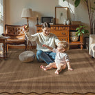 Brise Washable Farmhouse Scalloped Mocha Brown Rug Rugs Lahome 9' x 12'