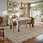 Brise Washable Farmhouse Scalloped Charcoal Grey Rug Rugs Lahome