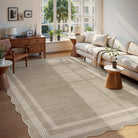 Brise Washable Farmhouse Scalloped Charcoal Grey Rug Rugs Lahome