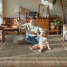 Brise Washable Farmhouse Scalloped Olive Green Rug Rugs Lahome 9' x 12'