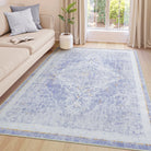 Camee Washable Vintage Medallion Purple Rug Area Rugs Lahome 9' x 12'