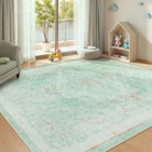 Camee Washable Vintage Medallion Sage Green Rug Area Rugs Lahome 9' x 12'