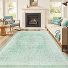 Camee Washable Vintage Medallion Sage Green Rug Area Rugs Lahome